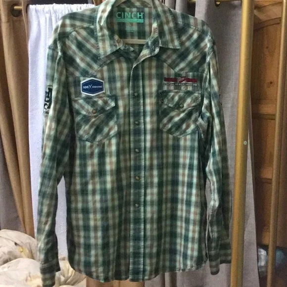 Men’s cinch plaid rodeo cutting horse shirt western cowboy ranch riding - Picture 1 of 7